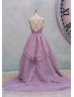 Light Purple Beaded Organza Cross Back Prom Dress Light Purple Beaded Organza Cross Back Prom Dress